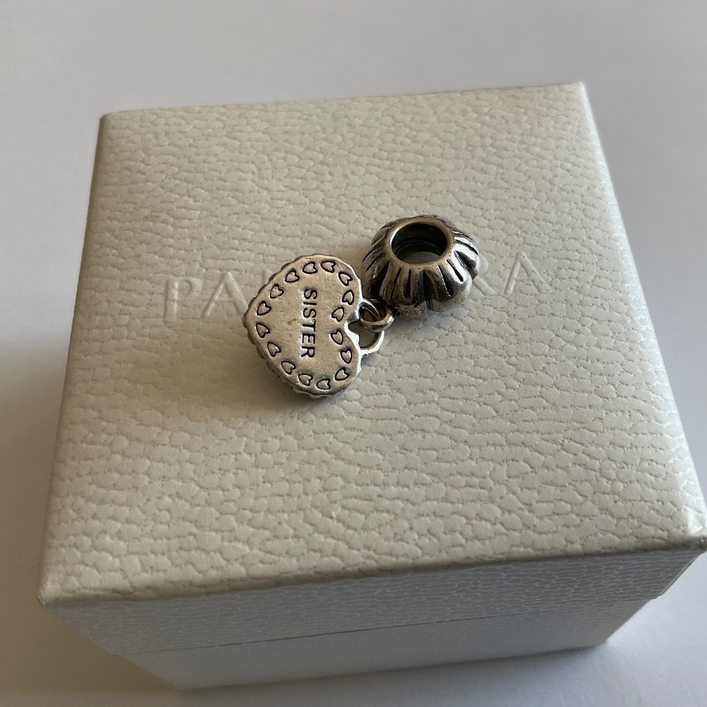 Pandora Silver Sister Heart Charm Bracelet